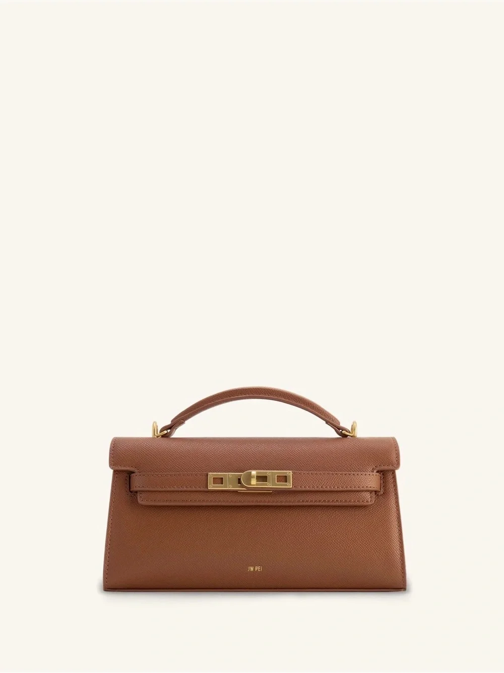 JW PEI Brown Leather Top-Handle Women's Bag with Gold Hardware